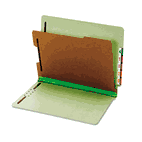 Globe-Weis Pressboard End Tab Classification Folders, Four Sections, Letter, Green, 10/Box GLW23214