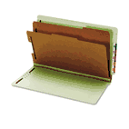 Globe-Weis Pressboard End Tab Classification Folders, Six Sections, Legal, Green, 10/Box GLW23324