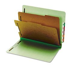 Globe-Weis Pressboard End Tab Classification Folders, Six Sections, Letter, Green, 10/Box GLW23224