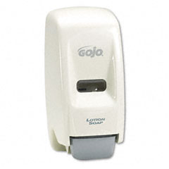 GOJO Bag-In-Box Liquid Soap Dispenser, 800ml, 5-3/4w x 5-1/2d x 11-1/8h, White GOJ903412