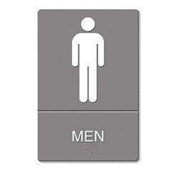 Headline Sign ADA Sign, Men Restroom Symbol w/Tactile Graphic, Molded Plastic, 6 x 9, Gray USS4817