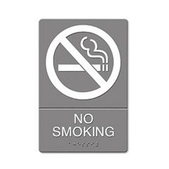 Headline Sign ADA Sign, No Smoking Symbol w/Tactile Graphic, Molded Plastic, 6 x 9, Gray USS4813