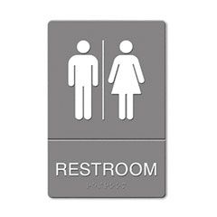 Headline Sign ADA Sign, Restroom Symbol Tactile Graphic, Molded Plastic, 6 x 9, Gray USS4812