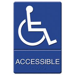 Headline Sign ADA Sign Wheelchair Accessible, Tactile Symbol/Braille, Plastic, 6x9, Blue/White USS4725