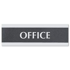 Headline Sign Century Series Office Sign, "Office", 9 x 1/2 x 3, Black/Silver USS4762