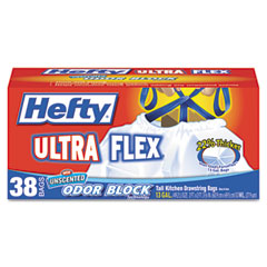 Hefty Ultra Flex Waste Bags, 13 gal, 1.1mil, 24 x 27 3/8, White, 38 Bags/Box PCTE80638