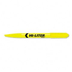 HI-LITER Pen Style Highlighter, Chisel Tip, Fluorescent Yellow Ink, 12/Pk AVE23591