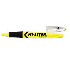 HI-LITER SmearSafe Fluorescent Highlighter, Chisel Tip, Yellow Ink AVE49351