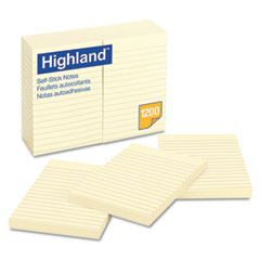 Highland Self-Stick Notes, 4 x 6, Yellow, 100 Sheets MMM6609YW