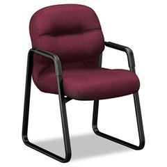 HON 2090 Pillow-Soft Series Guest Arm Chair, Wine Upholstery/Black Sled Base HON2093NT69T