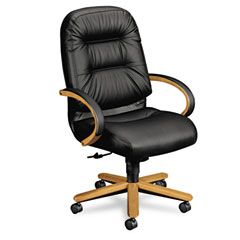 HON 2190 Pillow-Soft Wood Series Executive High-Back Chair, Harvest/Black Leather HON2191CSR11