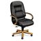 HON 2190 Pillow-Soft Wood Series Executive High-Back Chair, Harvest/Black Leather HON2191CSR11