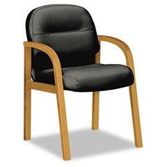 HON 2190 Pillow-Soft Wood Series Guest Arm Chair, Harvest/Black Leather HON2194CSR11