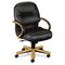 HON 2190 Pillow-Soft Wood Series Mid-Back Chair, Harvest/Black Leather HON2192CSR11