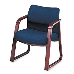 HON 2900 Series Guest Arm Chair, Blue Fabric/Mahogany Finish Wood HON2903NAB90
