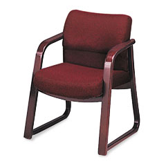 HON 2900 Series Guest Arm Chair, Burgundy Fabric/Mahogany Finish Wood HON2903NAB62