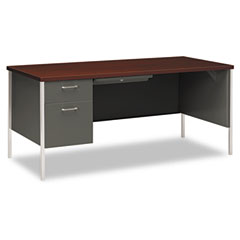 HON 34000 Series Left Pedestal Desk, 66w x 30d x 29-1/2h, Mahogany/Charcoal HON34974LNS