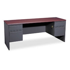 HON 38000 Series Kneespace Credenza, 72w x 24d x 29-1/2h, Mahogany/Charcoal HON38854NS