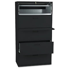 HON 500 Series Five-Drawer Lateral File, 36w x67h x19-1/4d, Black HON585LP