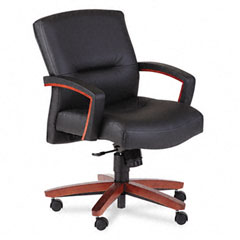 HON 5000 Series Park Avenue Managerial Mid-Back Chair, Henna Cherry/Black Leather HON5002JSS11