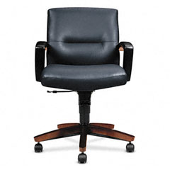HON 5000 Series Park Avenue Managerial Mid-Back Chair, Mahogany/Black Leather HON5002NSS11