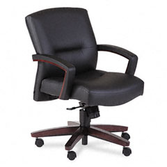 HON 5000 Series Park Avenue Managerial Mid-Back Chair, Mahogany/Black Vinyl HON5002NEE11