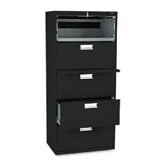 HON 600 Series Five-Drawer Lateral File, 30w x19-1/4d, Black HON675LP