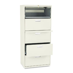 HON 600 Series Five-Drawer Lateral File, 30w x19-1/4d, Putty HON675LL