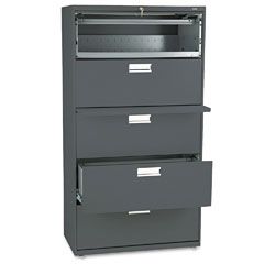 HON 600 Series Five-Drawer Lateral File, 36w x19-1/4d, Charcoal HON685LS