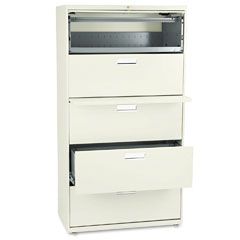 HON 600 Series Five-Drawer Lateral File, 36w x19-1/4d, Putty HON685LL
