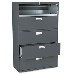 HON 600 Series Five-Drawer Lateral File, 42w x19-1/4d, Charcoal HON695LS