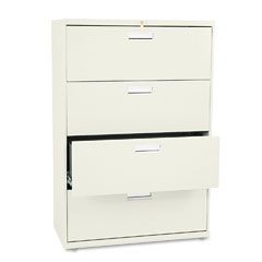 HON 600 Series Four-Drawer Lateral File, 36w x19-1/4d, Putty HON684LL