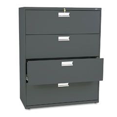 HON 600 Series Four-Drawer Lateral File, 42w x19-1/4d, Charcoal HON694LS