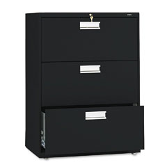 HON 600 Series Three-Drawer Lateral File, 30w x19-1/4d, Black HON673LP