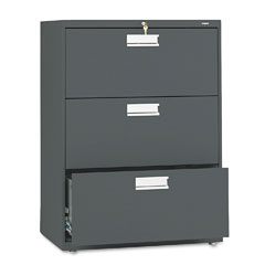 HON 600 Series Three-Drawer Lateral File, 30w x19-1/4d, Charcoal HON673LS
