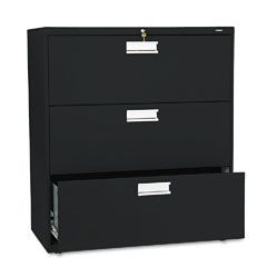HON 600 Series Three-Drawer Lateral File, 36w x19-1/4d, Black HON683LP