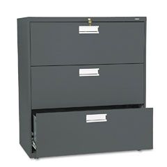 HON 600 Series Three-Drawer Lateral File, 36w x19-1/4d, Charcoal HON683LS