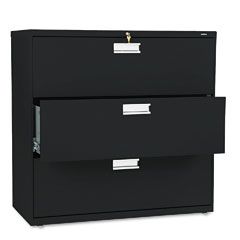 HON 600 Series Three-Drawer Lateral File, 42w x19-1/4d, Black HON693LP