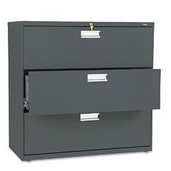 HON 600 Series Three-Drawer Lateral File, 42w x19-1/4d, Charcoal HON693LS