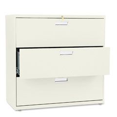 HON 600 Series Three-Drawer Lateral File, 42w x19-1/4d, Putty HON693LL