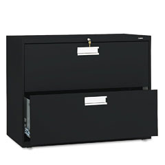 HON 600 Series Two-Drawer Lateral File, 36w x19-1/4d, Black HON682LP