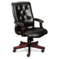 HON 6540 Series Executive High-Back Swivel Chair, Mahogany/Black Vinyl Upholstery HON6541NEJ10