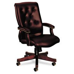 HON 6540 Series Executive High-Back Swivel Chair, Mahogany/Oxblood Vinyl Upholstery HON6541NEJ65