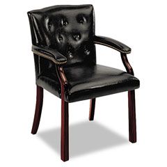 HON 6540 Series Guest Arm Chair, Mahogany/Black Vinyl Upholstery HON6545NEJ10