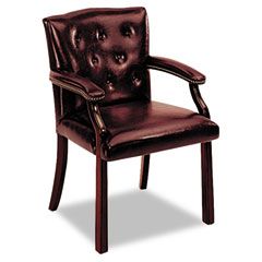 HON 6540 Series Guest Arm Chair, Mahogany/Oxblood Vinyl Upholstery HON6545NEJ65