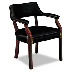 HON® 6550 Series Guest Arm Chair, Mahogany/Black Vinyl U