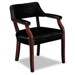 HON 6550 Series Guest Arm Chair, Mahogany/Black Vinyl Upholstery HON6551NEJ10