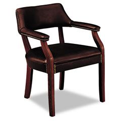 HON 6550 Series Guest Arm Chair, Mahogany/Oxblood Vinyl Upholstery HON6551NEJ65