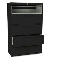 HON 700 Series Five-Drawer Lateral File w/Roll-Out & Posting Shelves, 42w, Black HON795LP