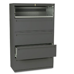 HON 700 Series Five-Drawer Lateral File w/Roll-Out & Posting Shelves, 42w, Charcoal HON795LS
